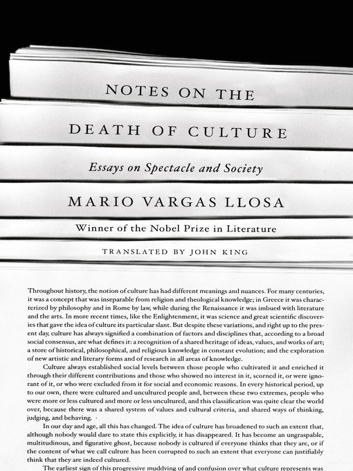 Title details for Notes on the Death of Culture by Mario Vargas Llosa - Wait list